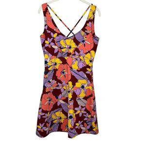 Title Nine Dress Womens Small Buttah Criss Cross Back Floral S21